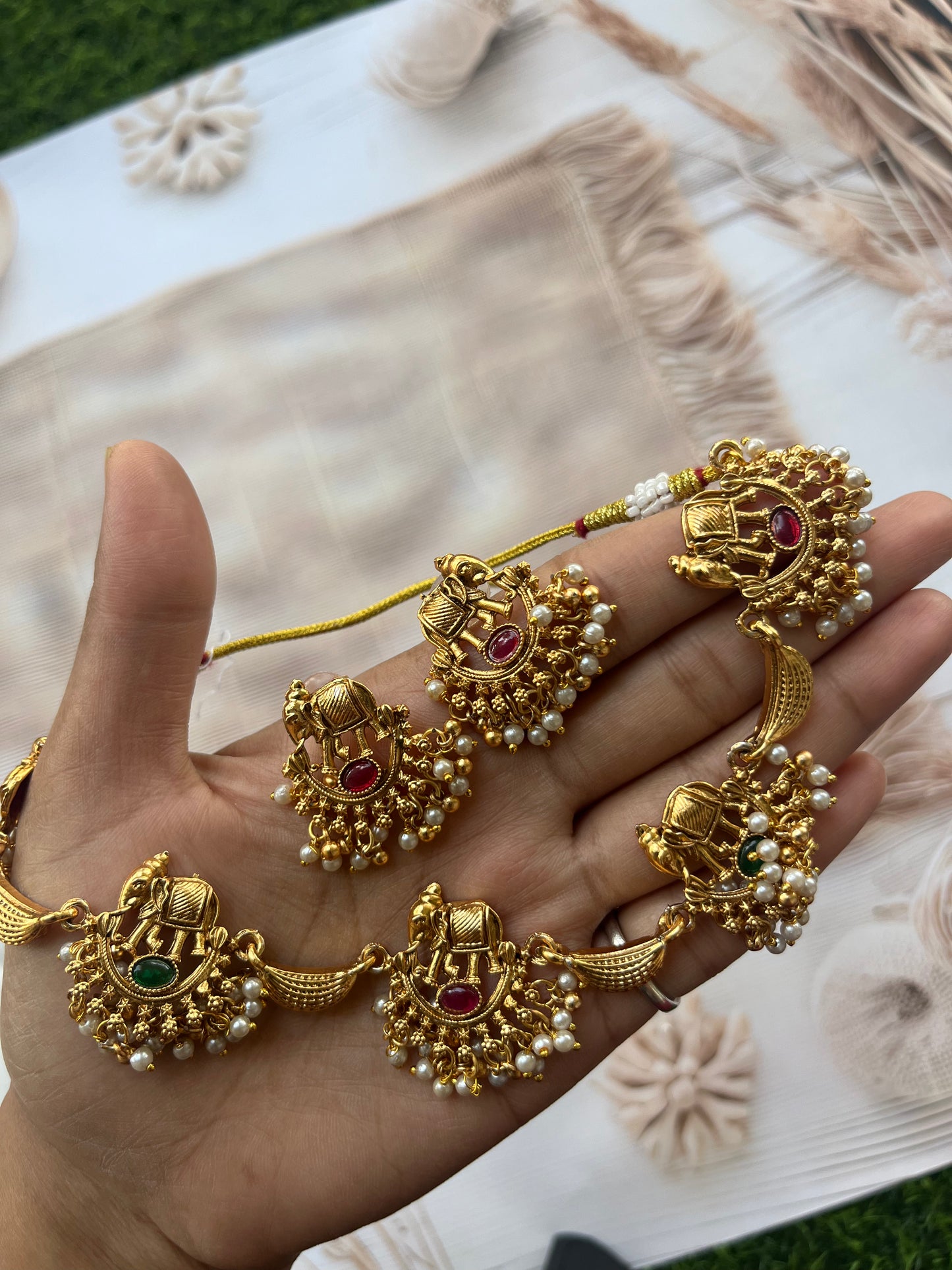 Antique choker with pearl droplet