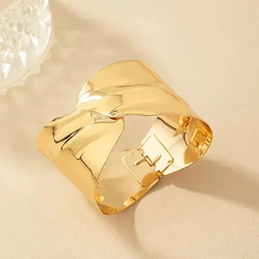 Elegant Gold Tone Statement Cuff Bracelet