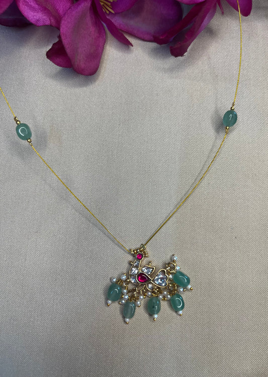 Invisible Necklace with Peacock Pendant