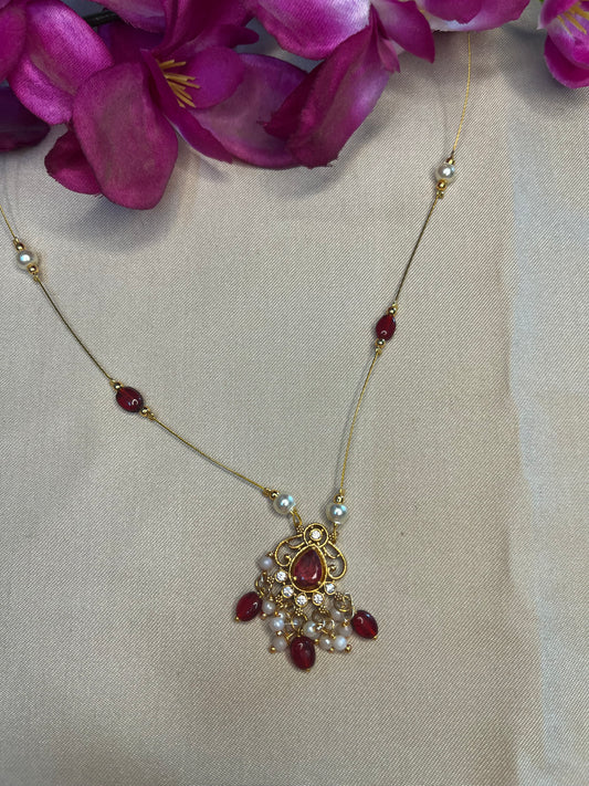 Maroon and gold studded invisible chain