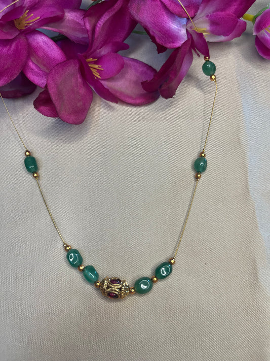 Green Aura bead Invisible Chain