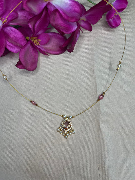 Peach and gold studded invisible Chain