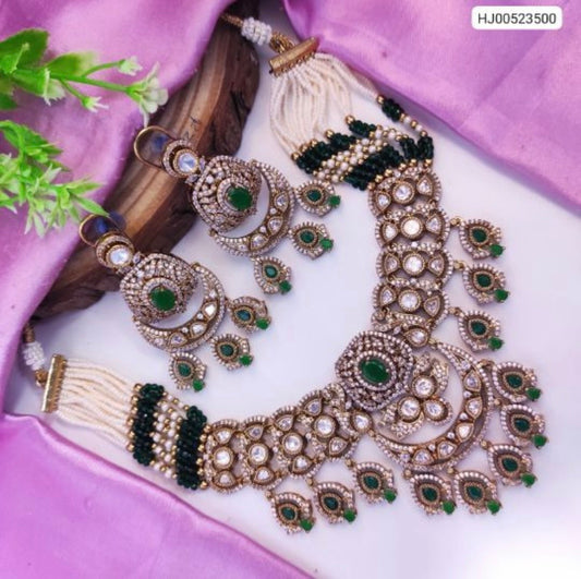 Premium kundan Necklace with white pearls