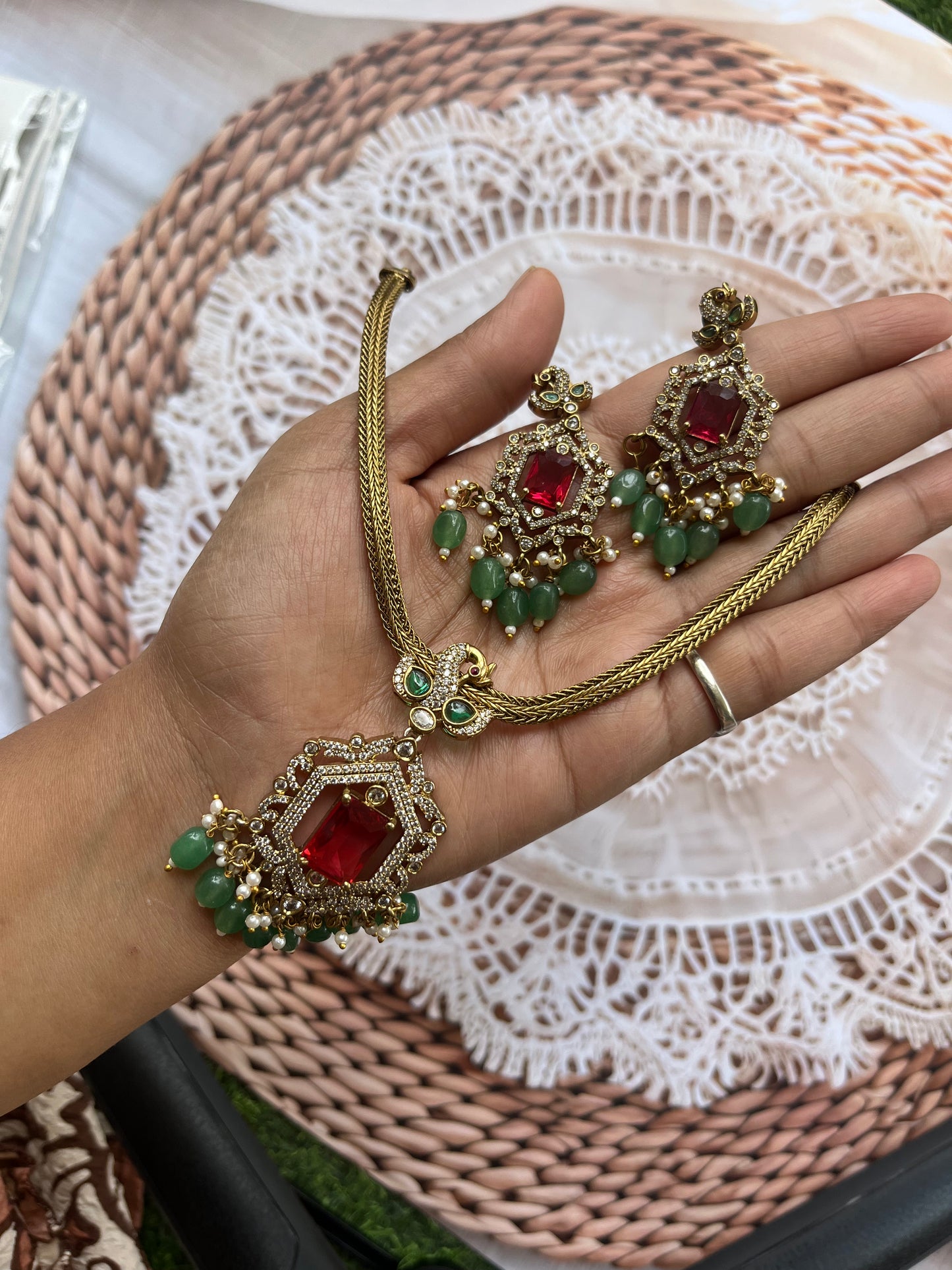 Ruby Radiance Antique Necklace