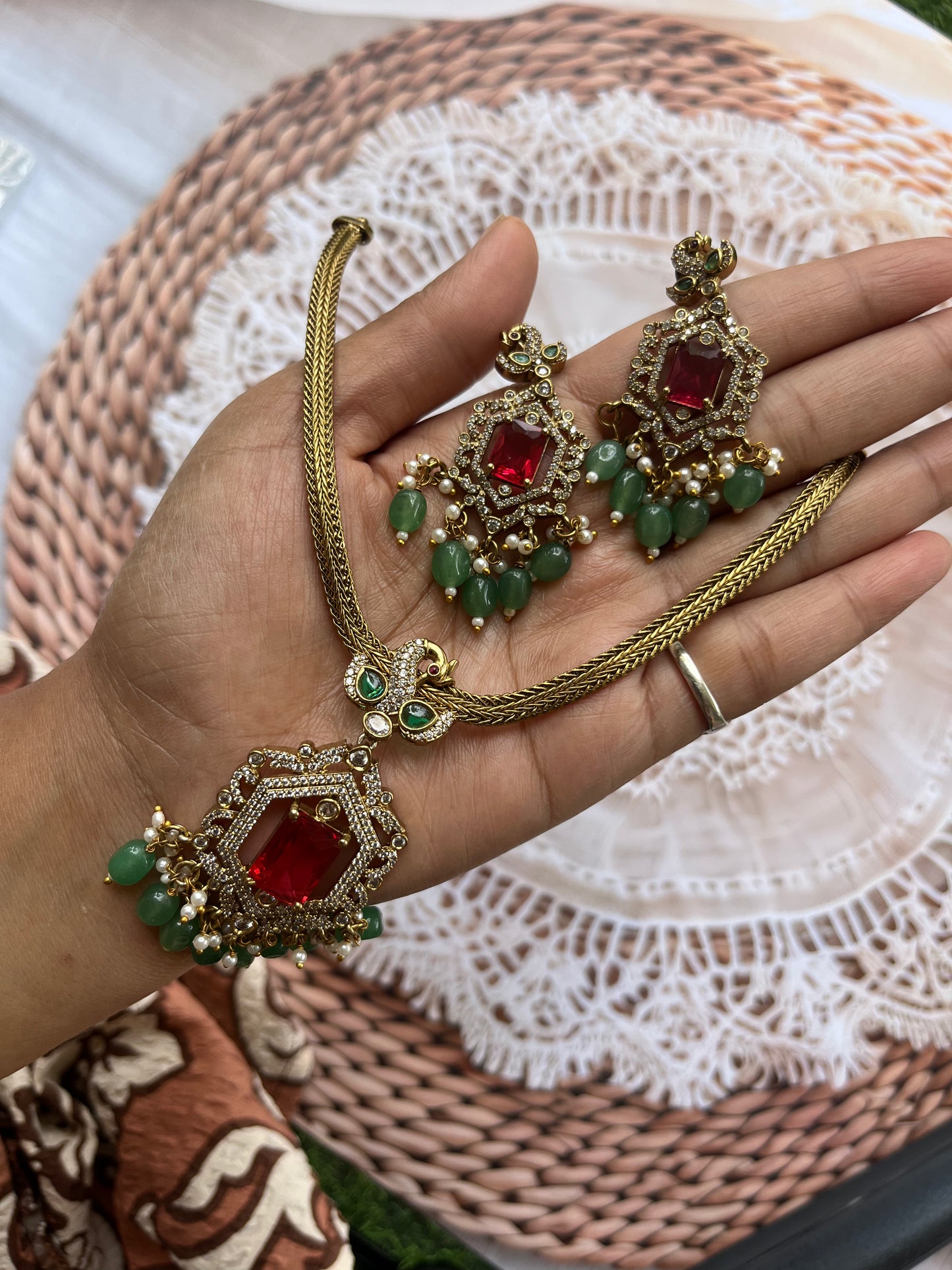 Ruby Radiance Antique Necklace