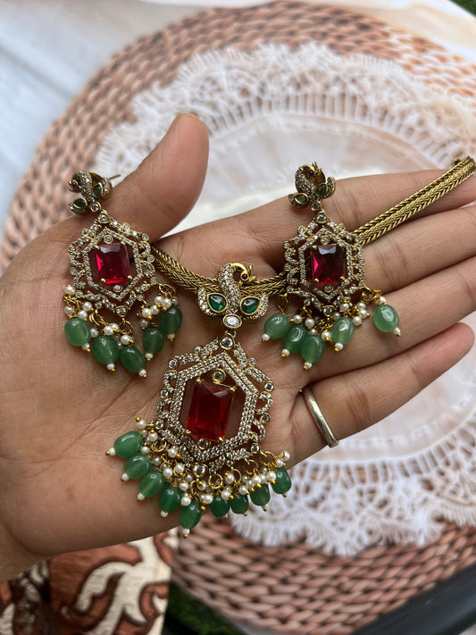 Ruby Radiance Antique Necklace