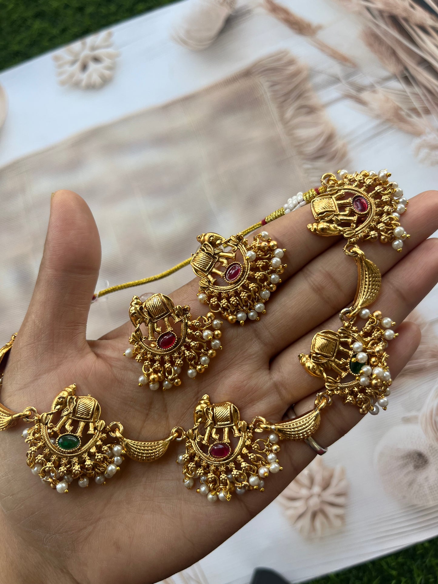 Antique choker with pearl droplet
