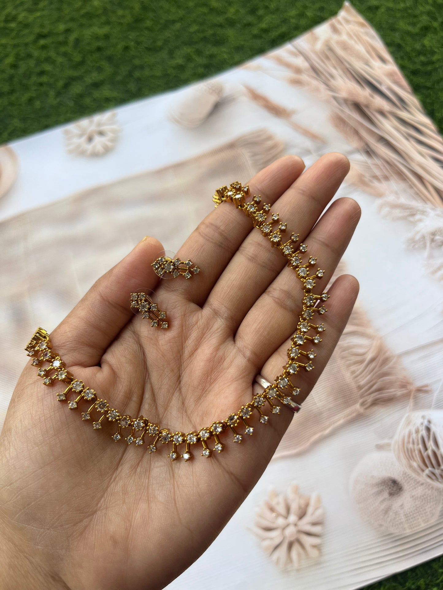 Elegant white stone choker