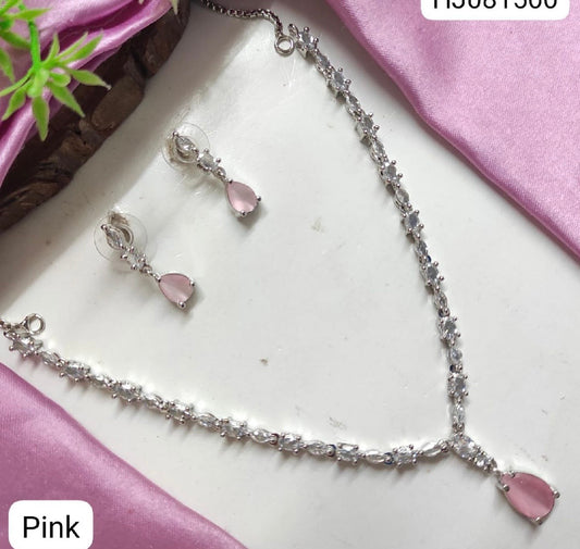 White and baby pink AD Necklace